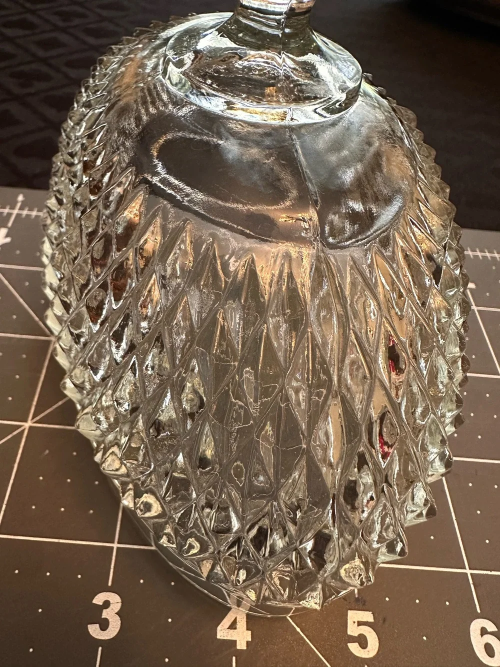Vintage Indiana Glass Diamond Point Clear Covered Butter Dish Dome Lid